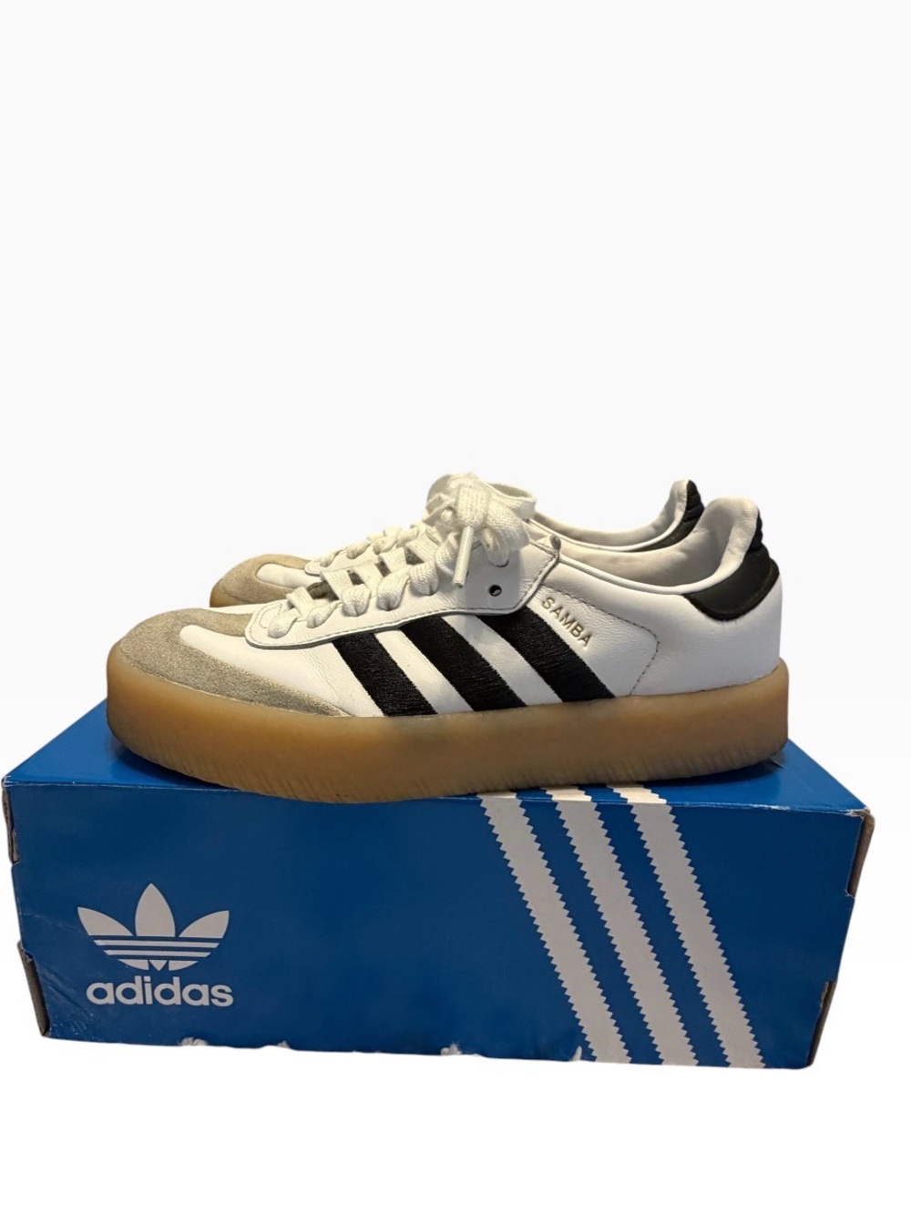 adidas Samba Sneakers in White, Black and Gum - Picture 2 of 9